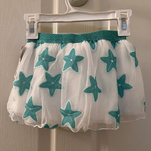 Cat & Jack Aqua Starfish Tulle Skirt and Bloomers Girls Size 18 Months NWT - Picture 8 of 9